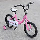 Acesunny Kinderfahrrad,Jungenfahrrad Kinderrad Mädchenfahrrad mit Stützrädern 16'Zoll Kinder Fahrrad Stahlrahmen Geschenk (Rosa)