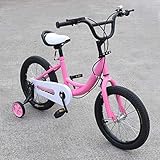 Acesunny Kinderfahrrad,Jungenfahrrad Kinderrad Mädchenfahrrad mit Stützrädern 16'Zoll Kinder Fahrrad Stahlrahmen Geschenk (Rosa)