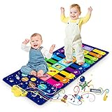 Klaviermatte für Kinder, Tanzmatte Musikmatte mit 8 Instrumenten & 20 Tasten, Lernspielzeug Geschenke für Baby Jungen Mädchen ab1 2 3 4 5 Jahre, 120 x 48