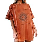 xinxinxiang Vintage Sleeve Sun Bluse lässige Printing Tops Kurze Frauenmuster Damenbluse Grafik-T-S