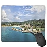 Dekoratives Gaming-Mauspad,Panorama des Strandes bei Ocho Rios Jamaica m,Bürocomputer-Mausmatte mit rutschfester Gummib