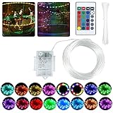 Lichterschlauch 16 Farben 4 Modi LED Schlauch Lichterkette Außen 12M LED Lichtschlauch USB Lichterketten mit Fernbedienung kupferdraht Lichterketten für Garten Trampolin Balk