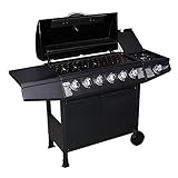 TAINO Basic BBQ Gasgrill Grillwagen Edelstahl-Brenner + Seitenkocher Grill (Basic 6+1 Gasgrill)