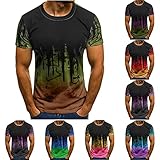 luoluoluo Pullover für Herren Kurzarm T-Shirt Rundhals Top Männer Slim Fit Gradient Kurzarmshirt Casual Mode Streetwear Baseshirt Pullover T-Shirt Bluse Tops Sports Laufshirt Frühling und Herb