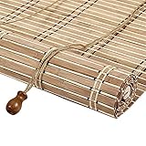 Retro Bambusrollos, Hängend-Landhausstil Bambus Rollo Raffrollo Natürliche Jalousien Sonnenschutz Und Sichtschutz Bambus Verdunkelungsvorhänge Für Haustür Balkon Patio Pavillon,120x300cm/48″x118″