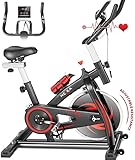 HEKA Heimtrainer Fahrrad mit 13 kg Schwungrad, Spinning Bike indoor, Hometrainer für zu Hause, Fitnessbike mit Pulsmesserr & LCD-Display, Bis 150 kg, Sitz & Widerstand Einstellbar ,APP, Erg