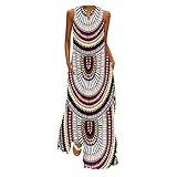 LOPILY Damen Kleider Schmetterling Druckkleid Hippie Lange Tunika Kleid Große Größen Bunte Abendkleider Elegant Cocktailkleid Sexy V-Ausschnitt Maxikleid für Hochzeitgast bis Gr.48