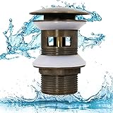 Pop Up Becken Waschbecken, Universal Ablaufgarnitur mit Überlauf, Kupfer Nicht Geschlitzt Aufpoppen Klicken Sie Plug Waschbecken Ohne Überlauf für Badezimmer, Waschbecken, Waschbecken (Bronze)-Stil B