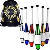 Juggle Dream Euro PRO Jonglierkeulen 3er-Set Jonglier Keulen Training Set + Flames N Games Reisetasche! Große Keulenjonglage Set für Kinder & Erwachsene! (Rot / Blau / Grün)
