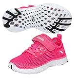 SAGUARO Kinder Wasserschuhe Schnell Trocknende Aquaschuhe Mesh Badeschuhe Atmungsaktives Surfschuhe Wanderschuhe Jungen Mädchen Tauchen Laufschuhe Rot EU28