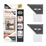 flexylot FIX - 2 Bildaufhänger selbstklebend - stufenloses & flexibles Ausrichten statt Bohren - zentimeterweit, millimetergenau - Klebehaken für Bilder bis 3kg & 60cm Breite (je Klebehaken Bilder)