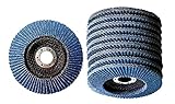 10 Stück Set Zirkonium Fächerscheiben ø 125 x 22.2 mm K10 INOX Schleifscheiben Schleifmop Flap Disk für Winkelschleifer Blau Korn P100