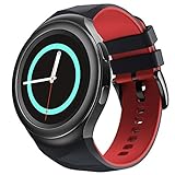 NotoCity Ersatzarmband für Samsung Gear S2 Silikon Armband,Kompatibel mit Samsung Gear S2 / SM-R720 SM-R730 Smartwatch Armband (Rot-Schwarz,S)