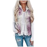 NHNKB Damen Teddy Jacke Herbst Winter Fleece Weste Warm Ärmellos Westen Pelzjacke & Leicht Casual Damenweste Herbstmantel Plüschweste Outdoor Weste Kunstfell Bequem Cardigan Jack