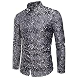 KBUY Blumen Hemd Herren Langarm Muster Paisley Freizeitshemd Langarmhemd Männer Casual Shirt Herren Hemd Langarm Baumwolle Paisley Bedruckt Freizeithemd Langarmhemd Regular Fit S