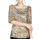 Top Shirt Damen Bekleidung Pailletten Flash Cocktailparty Freizeit M