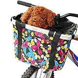 CZXJKKL Fahrradkorb, faltbar, für kleine Haustiere, Katze, Hund, Vorderseite, abnehmbarer Fahrrad-Lenkerkorb, Schnellverschluss, einfach zu installieren, Picknick, Einkaufen (bunte Blätter)