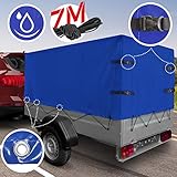 Jago® Hochplane - 2075 x 1150 x 900 mm, mit Gummigurt, Ösen und Schnallriemen, wasserdicht, Blau - Anhängerplane, Abdeckung, Abdeckplane, Gewebeplane, Plane für Stema PKW Anhänger, Autoanhäng