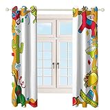 Vorhänge für Schlafzimmer, 243,8 cm Länge, wärmeisoliert, lichtblockierend, mexikanische Fiesta-Party-Einladung, 183 x 244