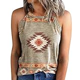 Eaylis Damen Sexy Print schmale Passform Westen O-Ausschnitt Halter T-Shirt Tank ärmellose Bluse, Lässiges Tuniken Sweatshirt Oberteile Elegant Jumper Kontrastfarbene Streetwear Blusen Bluse Top