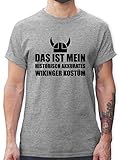 Karneval & Fasching Kostüm Outfit - Das ist Mein Historisch Akkurates Wikinger Kostüm - schwarz - S - Grau meliert - Wikinger historisch kostüm - L190 - Tshirt Herren und Männer T-S