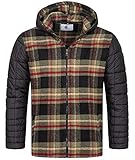 Rock Creek Herren Übergangsjacke Karierte Flanelljacke Gefüttert Holzfällerjacke Holzfällerhemd Kragen Steppjacke Kariert Thermojacke H-265 Dunkelgrün 5XL