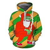 Pajiay Hoodie Herren 3D Drucken Weihnachtsserie Mode Pullover Herren Oversize Schick Paar-Outfit Komfortabel Sanft Sweatshirt Herren Straße Trend Kapuzenpullover Herren Mit Taschen DH28416 S