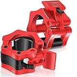 2 Stücke 2 Zoll Langhantel Klemm Kragen Gewichtheben Langhantel Kragen Schnellverschluss Klemm Kragen Standard Stangen Gewicht Kragenclips für Training Fitness Bodybuilding (Rot)