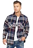 Rello & Reese Herren Flanellhemd Hemd Kariert Flanell Overshirt Übergangsjacke YY152 [Schwarz, M]