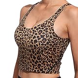 Julhold Damen Dessous Ärmellos Lässige Druckweste Brustpolster Bewegung Crop Racerback Tank Tops Trainingshemden Sport-BH(Braun,XXL)