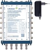 SPAUN SMK 55123 FA - Multischalter Set - SAT für 12 Teilnehmer/TV mit Verstärkung - Kaskadierbar - Mit Netzteil und DC-Endw