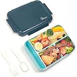 Bugucat Lunchbox1250ML,Bento Box Brotbüchse Auslaufsicher Luftdichte Brotzeitbox mit Fächernund Besteckset, Frühstücksbox Geeignet für Mikrowellen und Spülmaschinen,Brotdose für Kinder Erw