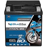 BlueMax YTX7L-BS Motorradbatterie GEL 12V 7Ah CTX7L-BS Batterie Roller 7Ah 6