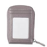 Shruj Lady Men! Tasche mit Reißverschluss Inhaber der Kreditkarte Leder Multi-Funktion RFID Brieftasche Case Card Geld Clip Geldbörse mit Münzen(Grey)