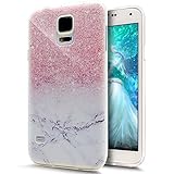 ikasus Kompatibel mit Galaxy S5 Mini Hülle,Galaxy S5 Mini Schutzhülle,Gemalt Kunst Malerei Handyhülle Silikon TPU Silikon Hülle Handyhülle Tasche Durchsichtig Schutzhülle Mini,Rosa Marmor Marb