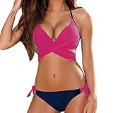 OVERDOSE Frauen Bademode Bikini Set Bandage Push-Up Gepolsterter Damen Badeanzug Bade Beachwear (XL, B-hotpink)