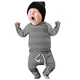 Kobay-Baby Kleinkind Jungen Mädchen Langarm Gestreiftes Oberteil + Herren Pyjamas Set Baby Langarm Gestreift Gestreiftes Pyjamas Home Wear Set (3M-24M)