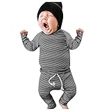 Kobay-Baby Kleinkind Jungen Mädchen Langarm Gestreiftes Oberteil + Herren Pyjamas Set Baby Langarm Gestreift Gestreiftes Pyjamas Home Wear Set (3M-24M)