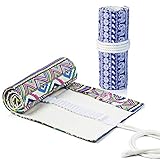 Comius Sharp 2 Stücke Leinwand Stifterolle Leinwand Federmäppchen 72 Löcher Verpackungshalter Bleistift Wrap Kasten Bleistifthalter für Künstler, Schule und Büro (Stil 1)