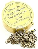 Asmara Nautical Messing-Kompass mit Gravur 'Grow Old with Me' an Kette mit Lederetui, magnetischer Komp