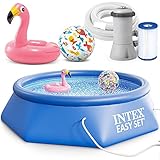 INTEX 28132 Easy Set Swimming Pool 366 x 76 cm Schwimmbecken Komplett-Set mit Filterpumpe und Extra-Zubehör wie: Strandb