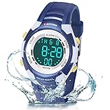 Kinder Digitaluhren,7 Farben LED-Licht Kinder Sport Armbanduhr Jungen Wasserdicht Kinderuhr mit Alarm Stoppuhr,Kinderuhren Outdoor Armbanduhr für Jungen M