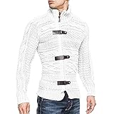 Herren Langarm Lässig gestrickte Pullover Top Cardigan Dicker Strickpullover Winterjacke Übergangsjacke Männer Sweatjacke Slim Fit Voller Reißverschluss Stehkragen Warmer Pullover W