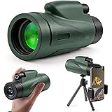 Monokular Teleskop,12X50 HD Teleskop Fernrohr mit Smartphone Halter & Stativ Wasserdichtes Monokular für Vogelbeobachtung Reisen Wandern Camping F