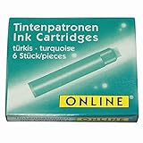 Online 17224/24 Standard-Tintenpatronen, universelle Füller-Tinte, kompatibel mit allen gängigen Standard-Füllern, Ersatz-Patronen für Füllhalter und Rollerball, 6 Stück, Farbe türk