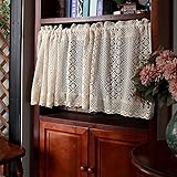 WRMING Bistrogardine Landhausstil Vintage Scheibengardine Küche kurzstores gardinen mit ösen Transparent Kurzgardine Romantisch Fensterdekoration, Weiß, 1 Stück,W100cm*H90