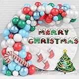 Frozen Luftballons Girlande, Frozen Geburtstagsdeko Mädchen, Merry Christmas Girlande, mit Hellblaue Luftballon, Luftballon Weiß, Folienballon, Deko Schneeflocken Banner für Frozen Geburtstagsparty