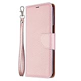 Samsung Galaxy S22 Hülle, Stoßdämpfung Business Flip Handyhülle PU Leder Notebook Wallet mit Magnetischem Ständer Kartenhalter Folio Weich TPU Bumper Schutzhülle für Samsung Galaxy S22 Roség