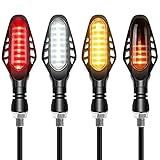 GoldOars 4 STÜCKE Motorrad Indikatoren Fließende Blinkerleuchten Motorrad-Blinker Tagfahrlicht Rücklichter Bremslichter 12V (Geräucherte Schale)