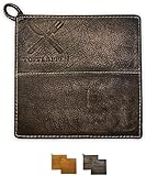 TOPFLAPPEN Echtleder | 17x17 cm | hochwertiges Leder | handgemachtes Unikat | chemisch unbehandelt - Zertifiziert, hitzebeständig nach EN407 Level 2 | Verschiedene Varianten und Farben (Antik, 1)